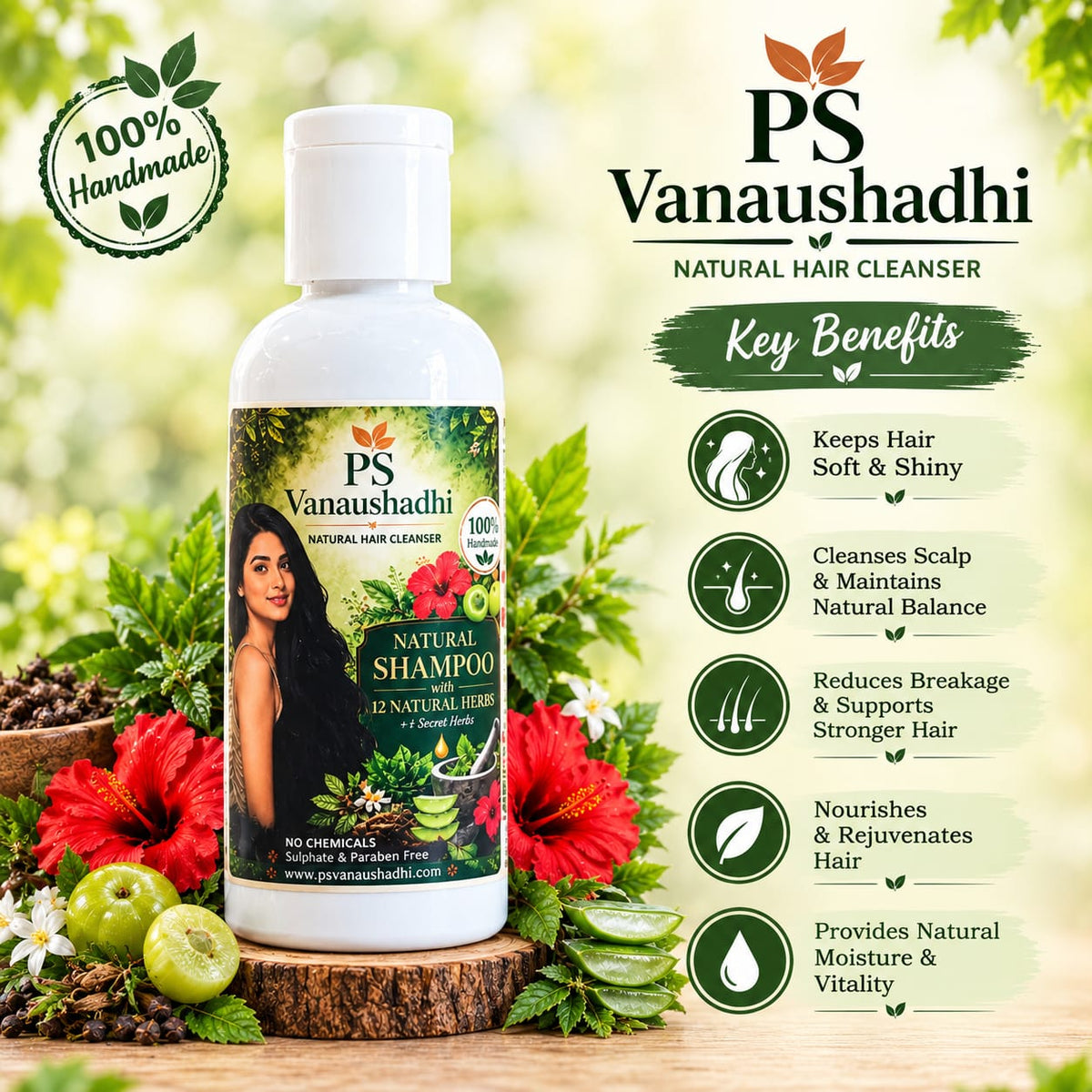 PS Vanaushadhi 100% Natural Shampoo