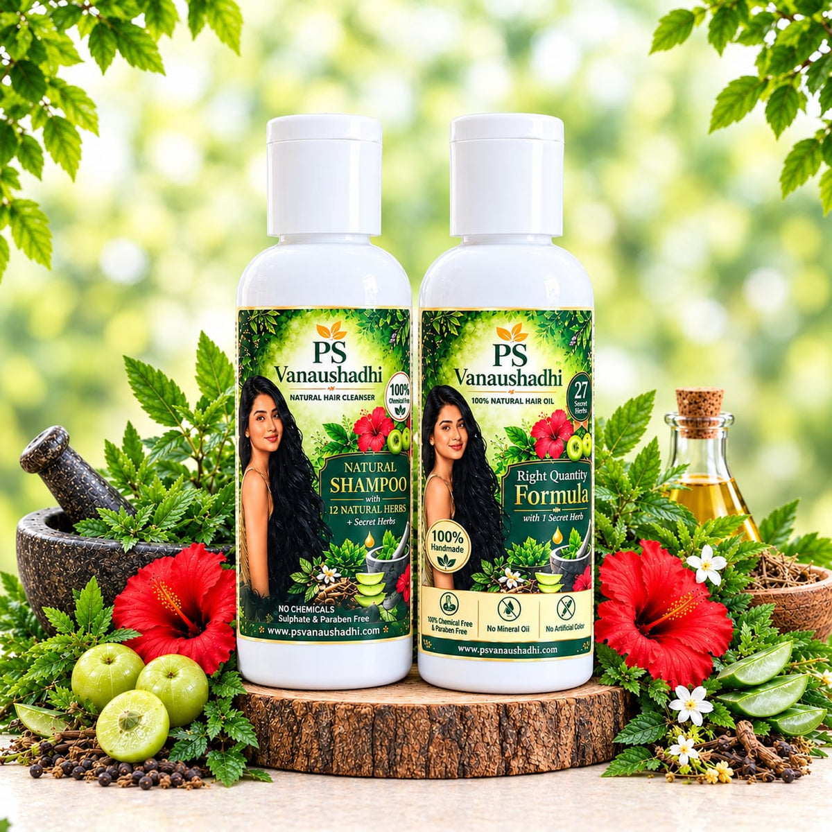 PS Vanaushadhi Hair Care Combo - Natural Shampoo & Hair Oil