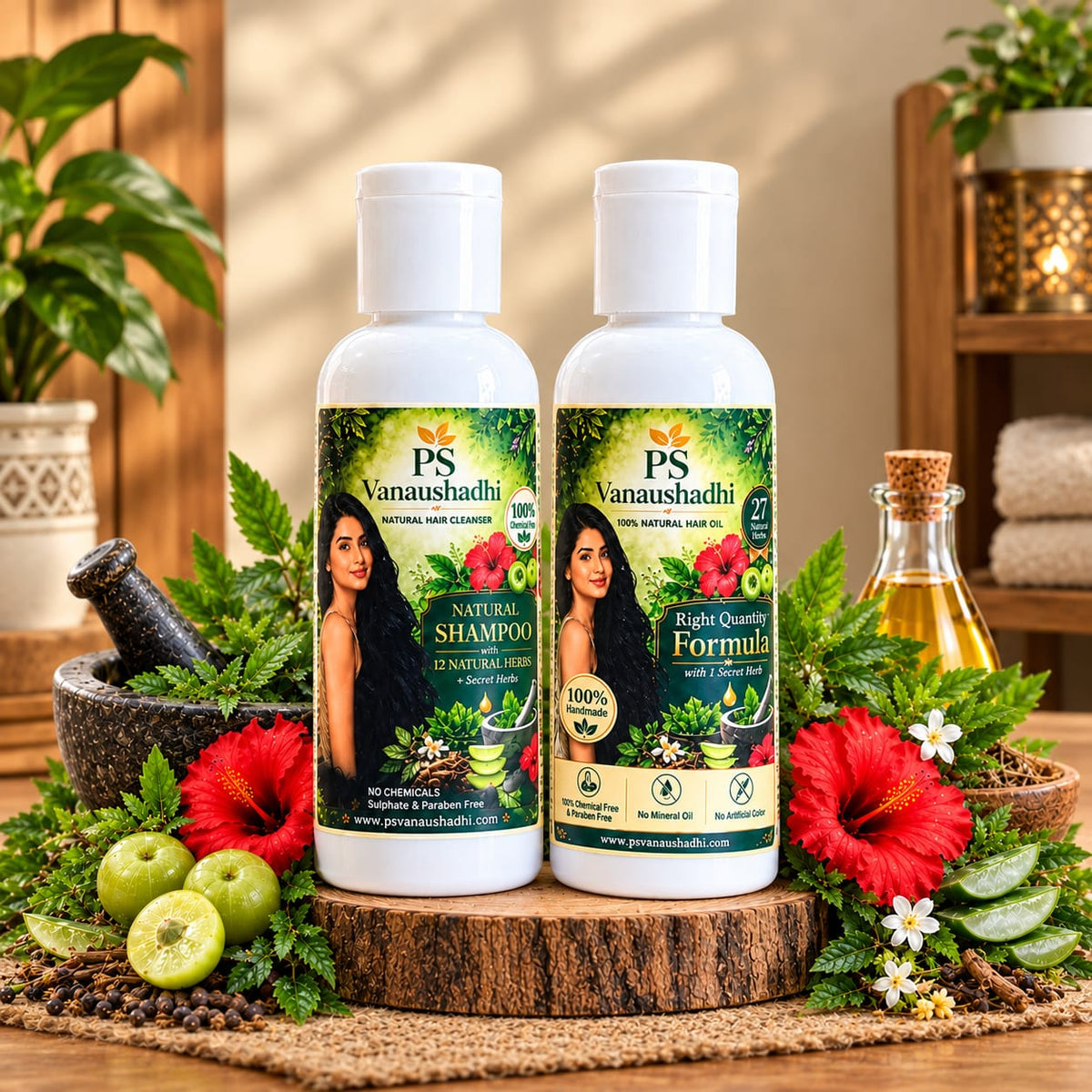 PS Vanaushadhi Hair Care Combo - Natural Shampoo & Hair Oil
